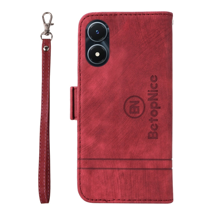 For vivo Y02s / Y16 4G BETOPNICE Dual-side Buckle Leather Phone Case(Red)