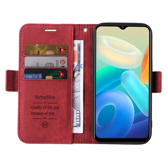 For vivo Y02s / Y16 4G BETOPNICE Dual-side Buckle Leather Phone Case(Red)
