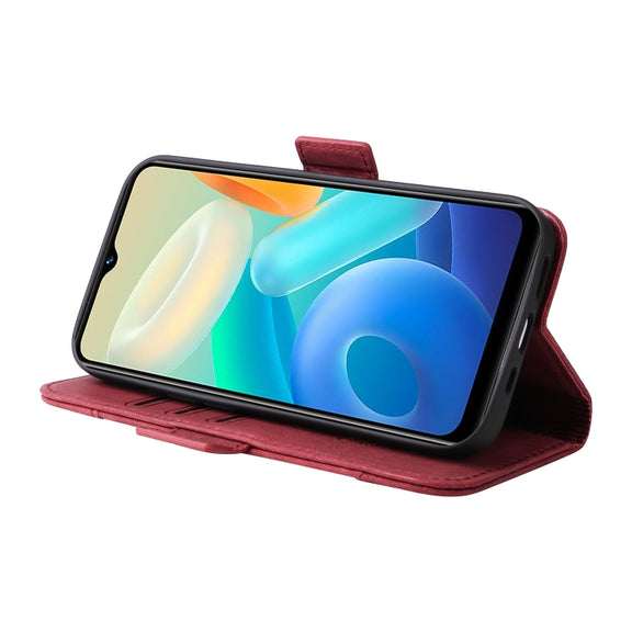 For vivo Y02s / Y16 4G BETOPNICE Dual-side Buckle Leather Phone Case(Red)