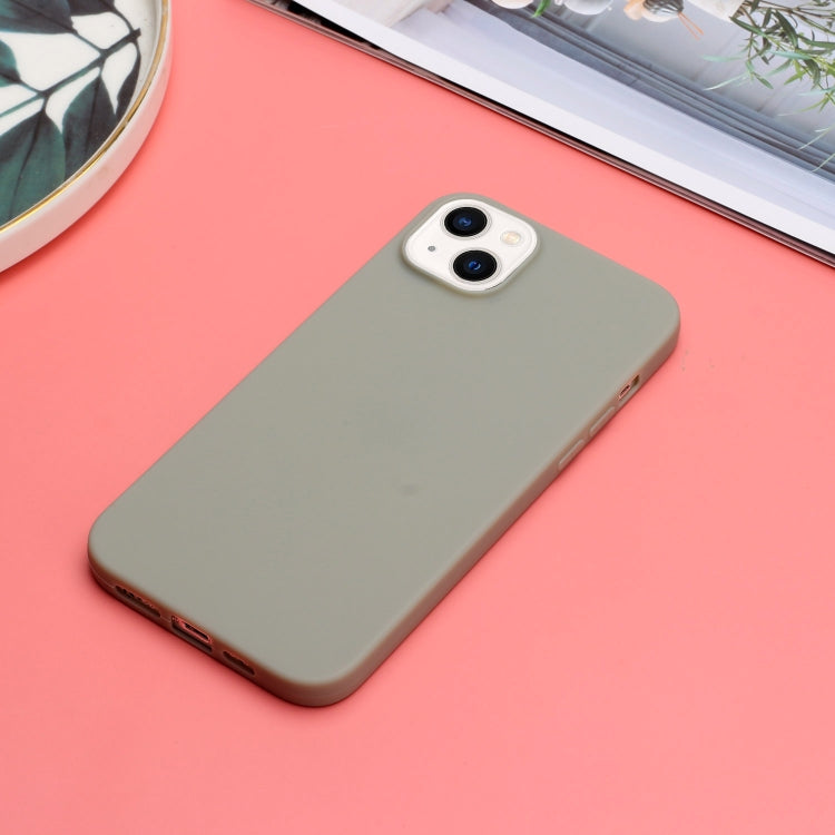 For iPhone 14 Solid Color Frosted Silicone Phone Case(Grey)