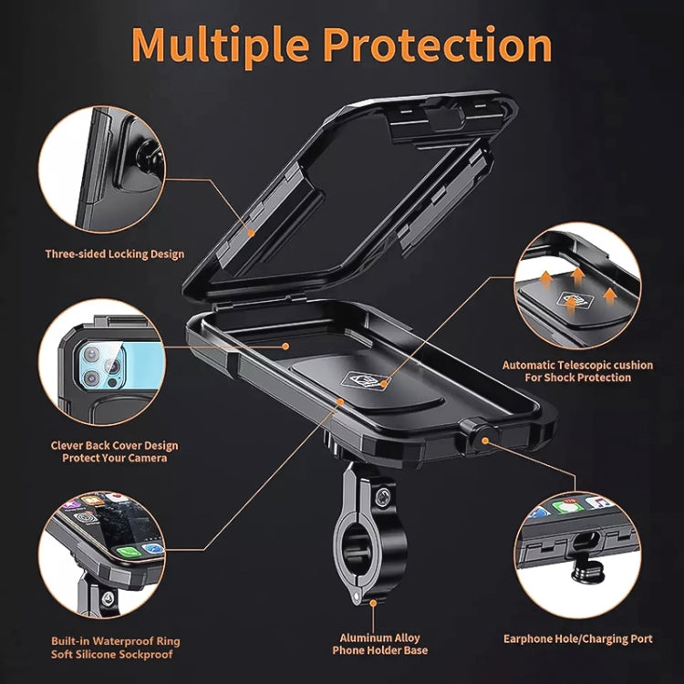 Kewig M18S-A1 Motorcycle / Bicycle Handlebar Wireless Charging Water-resistant Box Mobile Phone Holder