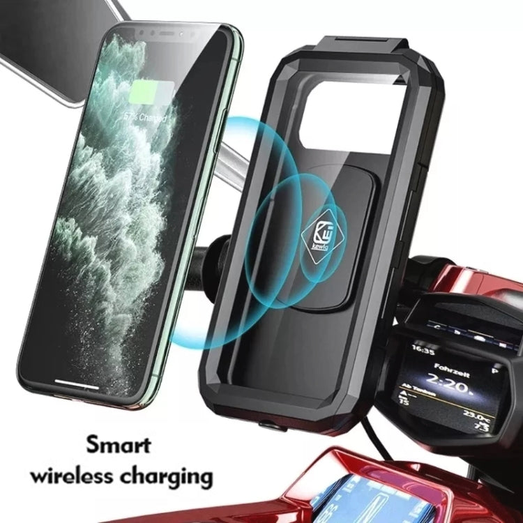 Kewig M18L-A1 Motorcycle / Bicycle Handlebar Wireless Charging Water-resistant Box Mobile Phone Holder