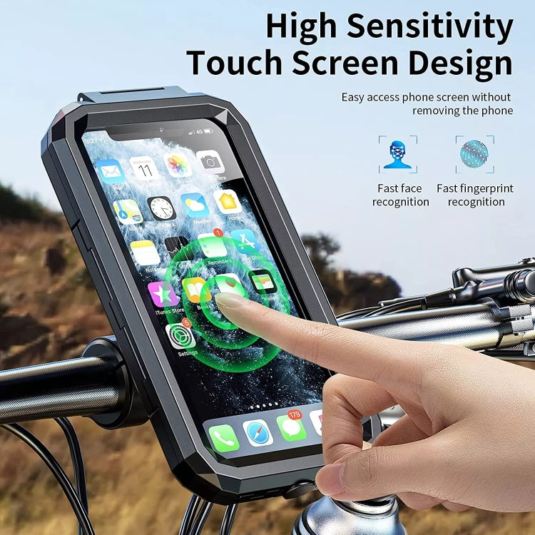 Kewig M18L-A1 Motorcycle / Bicycle Handlebar Wireless Charging Water-resistant Box Mobile Phone Holder