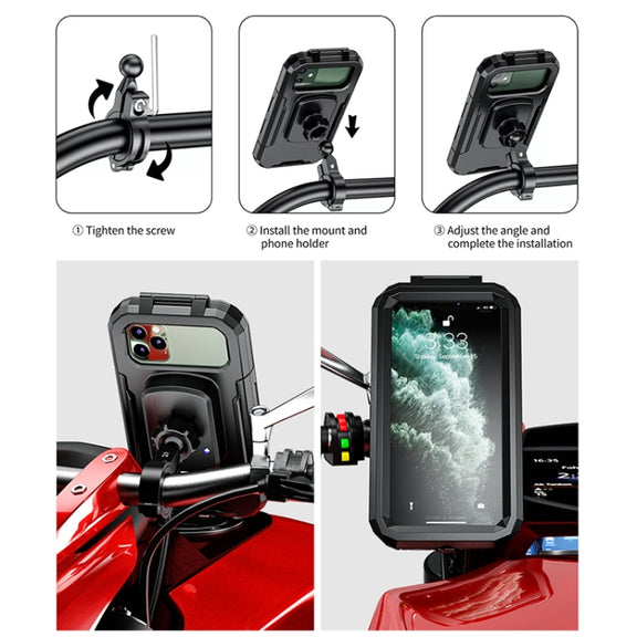 Kewig M18L-A1 Motorcycle / Bicycle Handlebar Wireless Charging Water-resistant Box Mobile Phone Holder