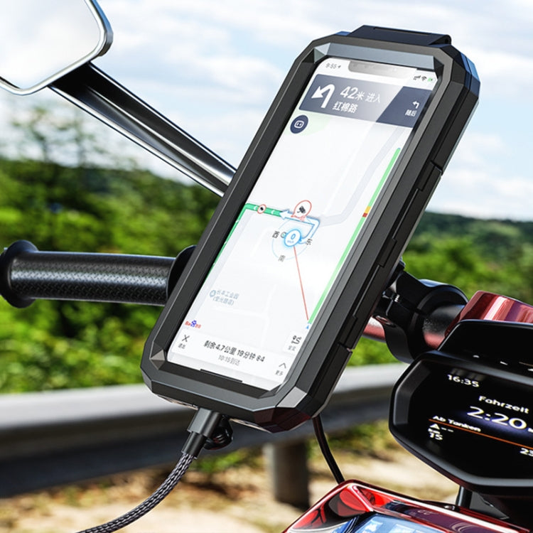 Kewig M18L-A1 Motorcycle / Bicycle Handlebar Wireless Charging Water-resistant Box Mobile Phone Holder
