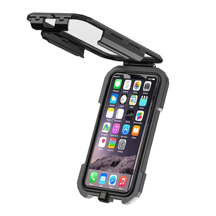 Kewig M18S-A2 Motorcycle / Bicycle Rearview Mirror Wireless Charging Water-resistant Box Mobile Phone Holder