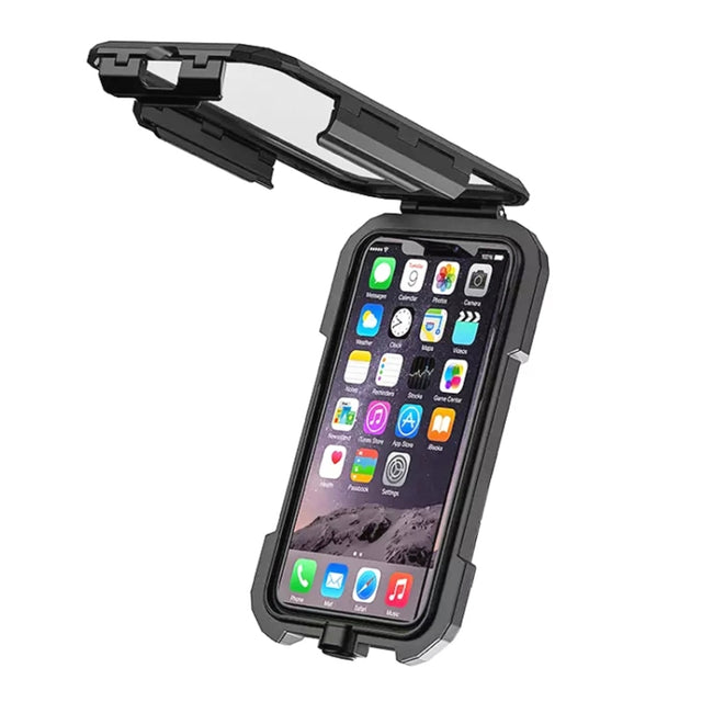 Kewig M18S-A2 Motorcycle / Bicycle Rearview Mirror Wireless Charging Water-resistant Box Mobile Phone Holder