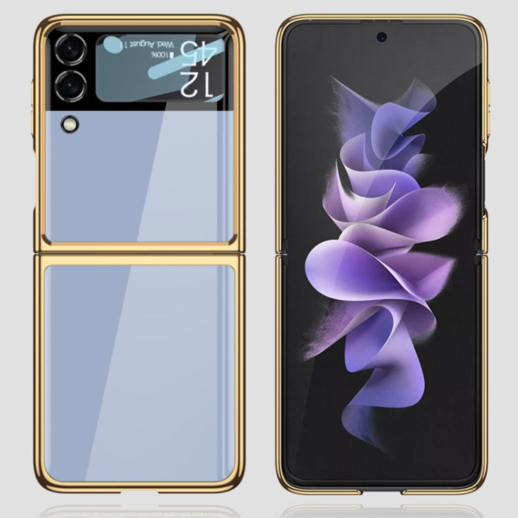 For Samsung Galaxy Z Flip4 GKK Integrated Electroplating Painted Glass Phone Case(Black)