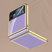 For Samsung Galaxy Z Flip4 GKK Integrated Electroplating Painted Glass Phone Case(Wine Red)