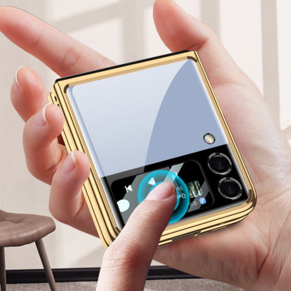 For Samsung Galaxy Z Flip4 GKK Integrated Electroplating Painted Glass Phone Case(Black)