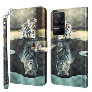 For Xiaomi Poco F4 3D Painting Pattern TPU + PU Phone Case(Cat Tiger)