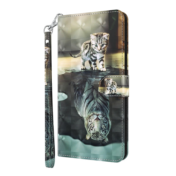 For Xiaomi Poco F4 3D Painting Pattern TPU + PU Phone Case(Cat Tiger)