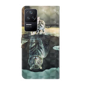 For Xiaomi Poco F4 3D Painting Pattern TPU + PU Phone Case(Cat Tiger)