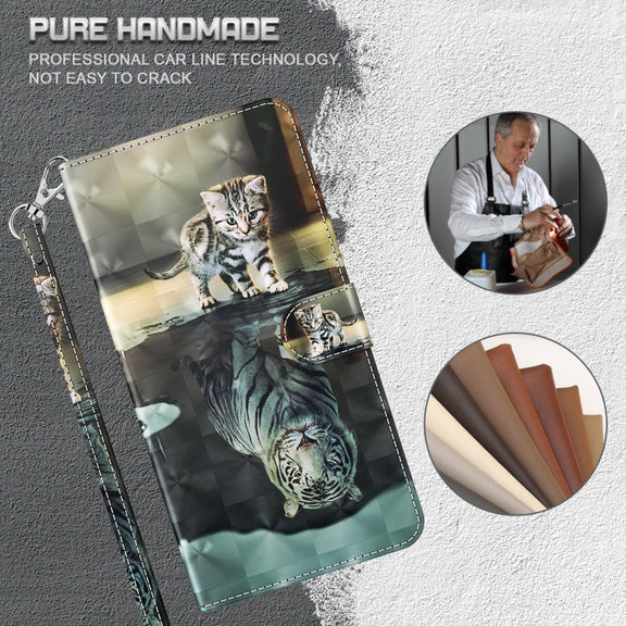 For Xiaomi Poco F4 3D Painting Pattern TPU + PU Phone Case(Cat Tiger)