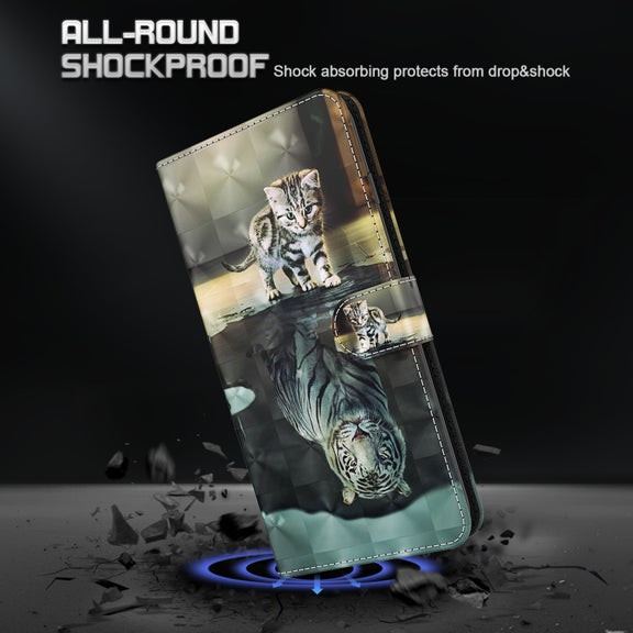 For Xiaomi Poco F4 3D Painting Pattern TPU + PU Phone Case(Cat Tiger)