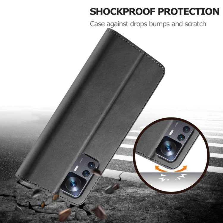 For Xiaomi 12T / 12T Pro LC.IMEEKE Calf Texture Leather Phone Case(Black)