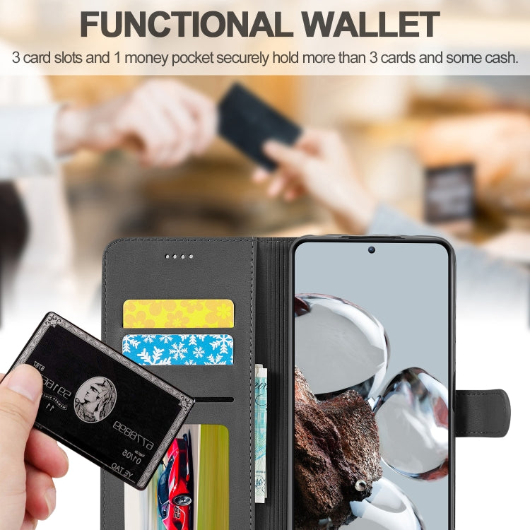 For Xiaomi 12T / 12T Pro LC.IMEEKE Calf Texture Leather Phone Case(Black)