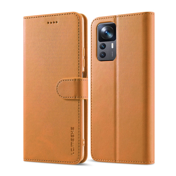 For Xiaomi 12T / 12T Pro LC.IMEEKE Calf Texture Leather Phone Case(Yellow)