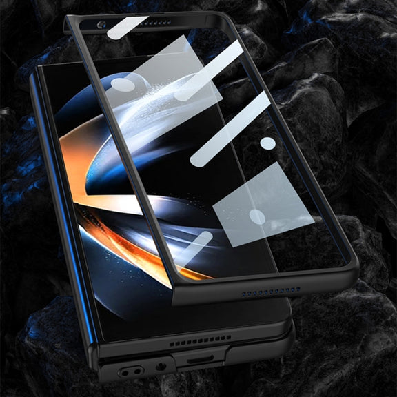 For Samsung Galaxy Z Fold4 GKK Integrated Ultra-thin Folding Leather Phone Case with Stand(Carbon Fiber)