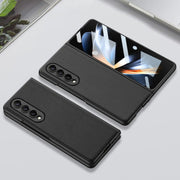 For Samsung Galaxy Z Fold4 GKK Integrated Ultra-thin Folding Leather Phone Case with Stand(Carbon Fiber)