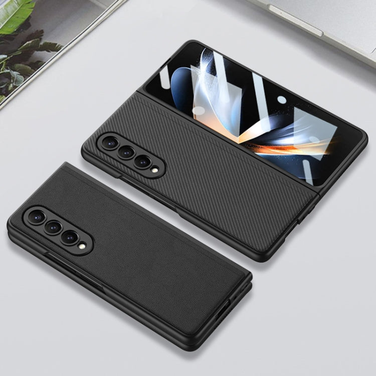 For Samsung Galaxy Z Fold4 GKK Integrated Ultra-thin Folding Leather Phone Case with Stand(Carbon Fiber)
