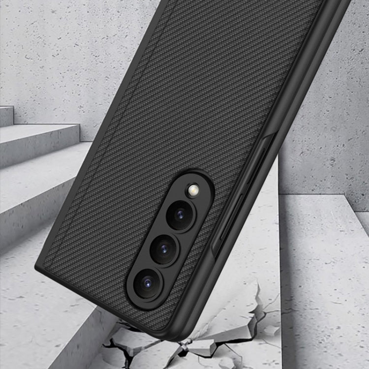For Samsung Galaxy Z Fold4 GKK Integrated Ultra-thin Folding Leather Phone Case with Stand(Carbon Fiber)