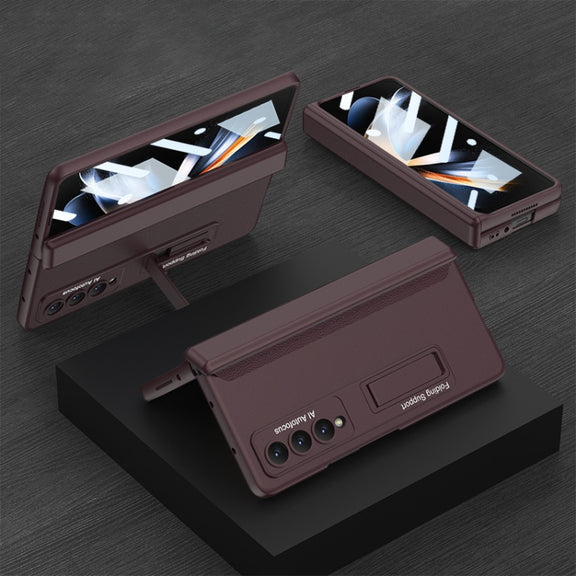 For Samsung Galaxy Z Fold4 GKK Integrated Magnetic Hinge Folding Phone Case(Wine Red)