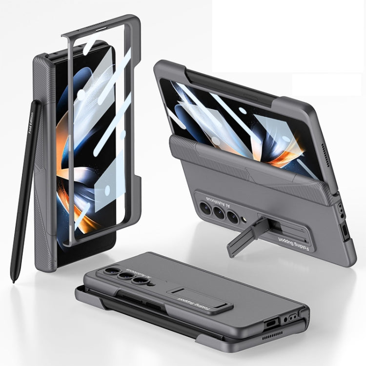 For Samsung Galaxy Z Fold4 GKK Integrated Magnetic Folding Phone Case with Pen Slot(Grey)