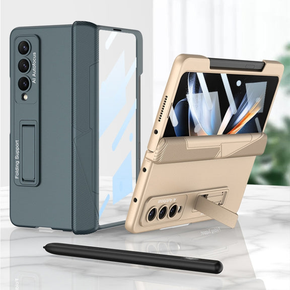 For Samsung Galaxy Z Fold4 GKK Integrated Magnetic Folding Phone Case with Pen Slot(Green)