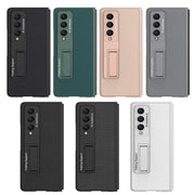For Samsung Galaxy Z Fold4 GKK Ultra-thin Plain Leather Full Phone Case with Stand(Black)