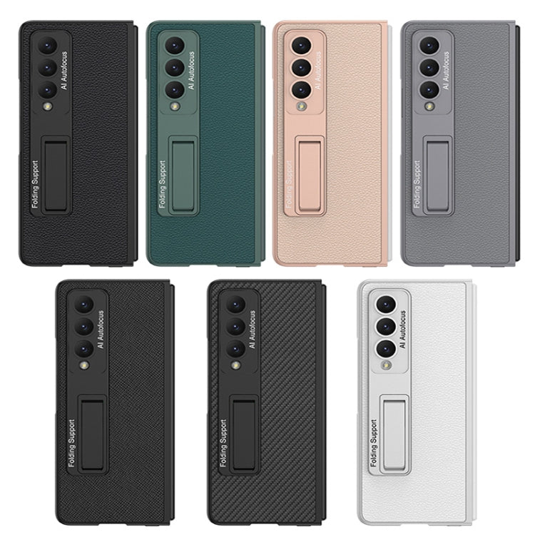 For Samsung Galaxy Z Fold4 GKK Ultra-thin Plain Leather Full Phone Case with Stand(Grey)