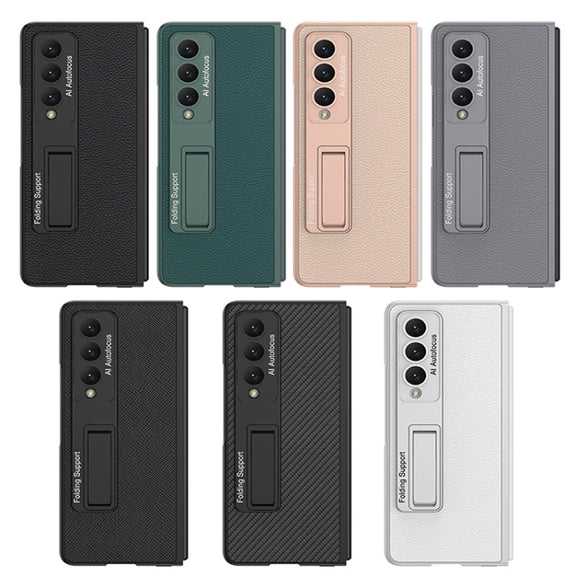For Samsung Galaxy Z Fold4 GKK Ultra-thin Plain Leather Full Phone Case with Stand(Grey)
