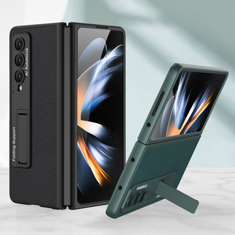 For Samsung Galaxy Z Fold4 GKK Ultra-thin Plain Leather Full Phone Case with Stand(Grey)