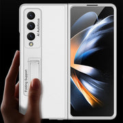For Samsung Galaxy Z Fold4 GKK Ultra-thin Plain Leather Full Phone Case with Stand(Grey)