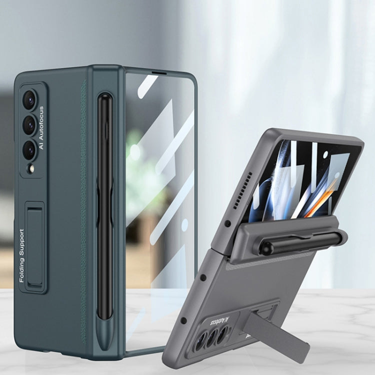 For Samsung Galaxy Z Fold4 GKK Magnetic Hinge Flip Phone Case with Holder & Pen Slot(Grey)