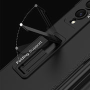 For Samsung Galaxy Z Fold4 GKK Magnetic Hinge Flip Phone Case with Holder & Pen Slot(Silver)