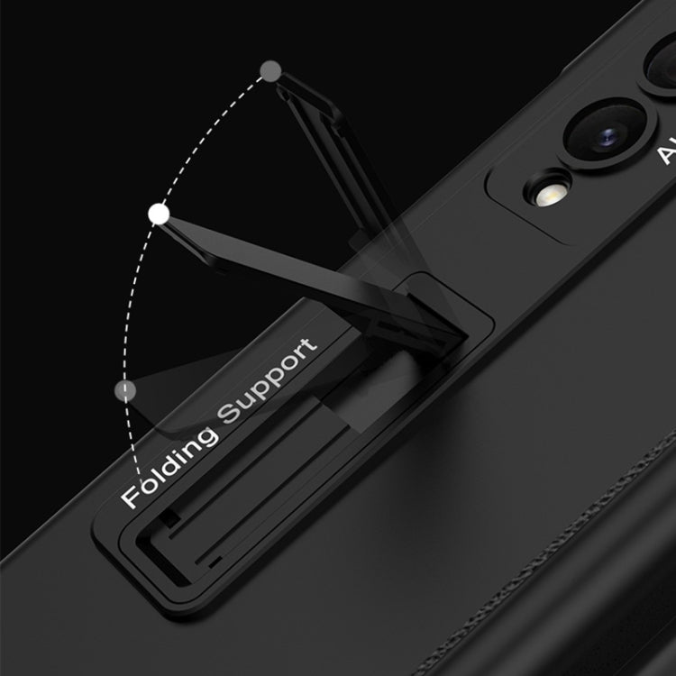 For Samsung Galaxy Z Fold4 GKK Magnetic Hinge Flip Phone Case with Pen Holder & Holder(Silver)