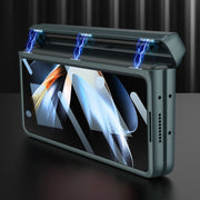 For Samsung Galaxy Z Fold4 GKK Integrated Magnetic Flip Plain Leather Phone Case with Pen Box(Cross Texture)