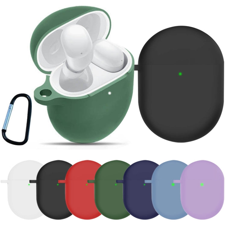For Redmi Buds4 Silicone Earphone Protective Case with D Carabiner(Deep Green)