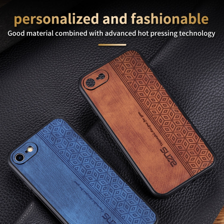 For iPhone SE 2022 / SE 2020 / 8 / 7 AZNS 3D Embossed Skin Feel Phone Case(Brown)