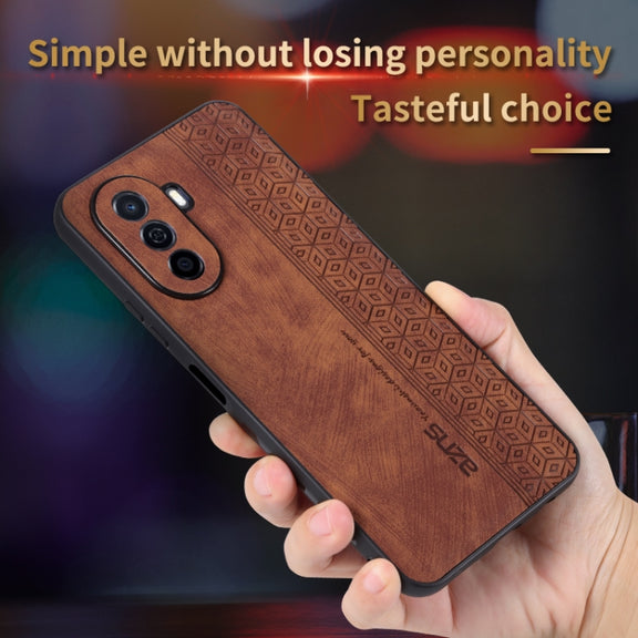 For Huawei Enjoy 50 / nova Y70 AZNS 3D Embossed Skin Feel Phone Case(Brown)