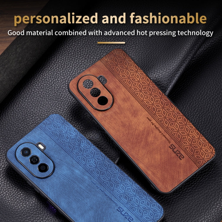 For Huawei Enjoy 50 / nova Y70 AZNS 3D Embossed Skin Feel Phone Case(Brown)