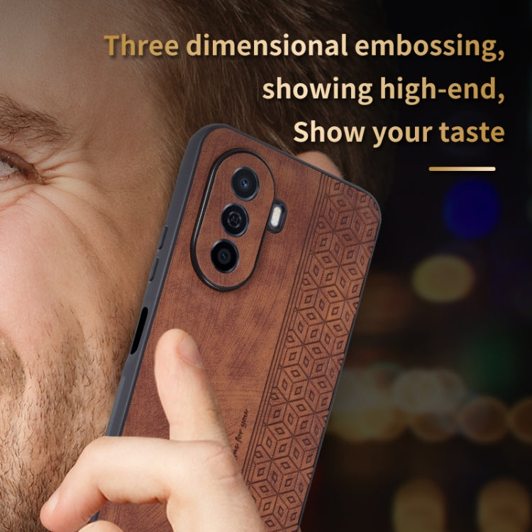 For Huawei Enjoy 50 / nova Y70 AZNS 3D Embossed Skin Feel Phone Case(Brown)