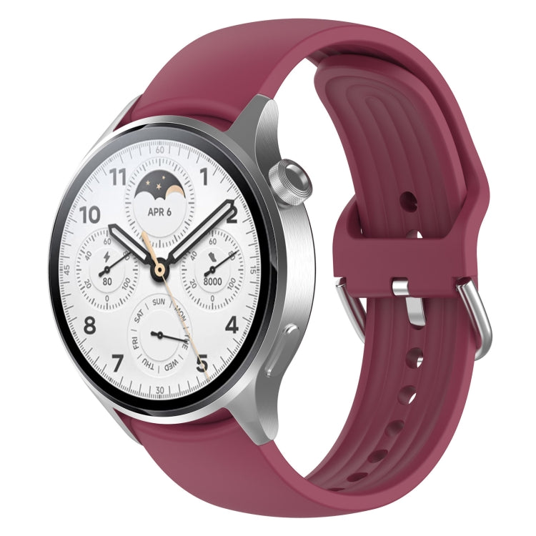 For Xiaomi Watch S1 Pro Solid Color Silicone Watch Band(Wine Red)