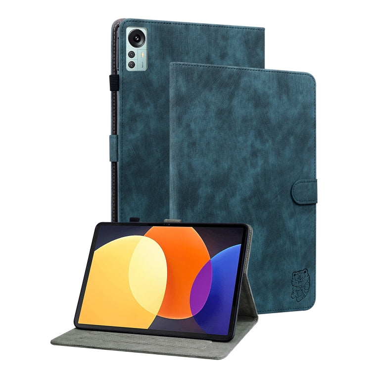 For Xiaomi Redmi Pad 5G Tiger Pattern Flip Leather Tablet Case(Dark Green)