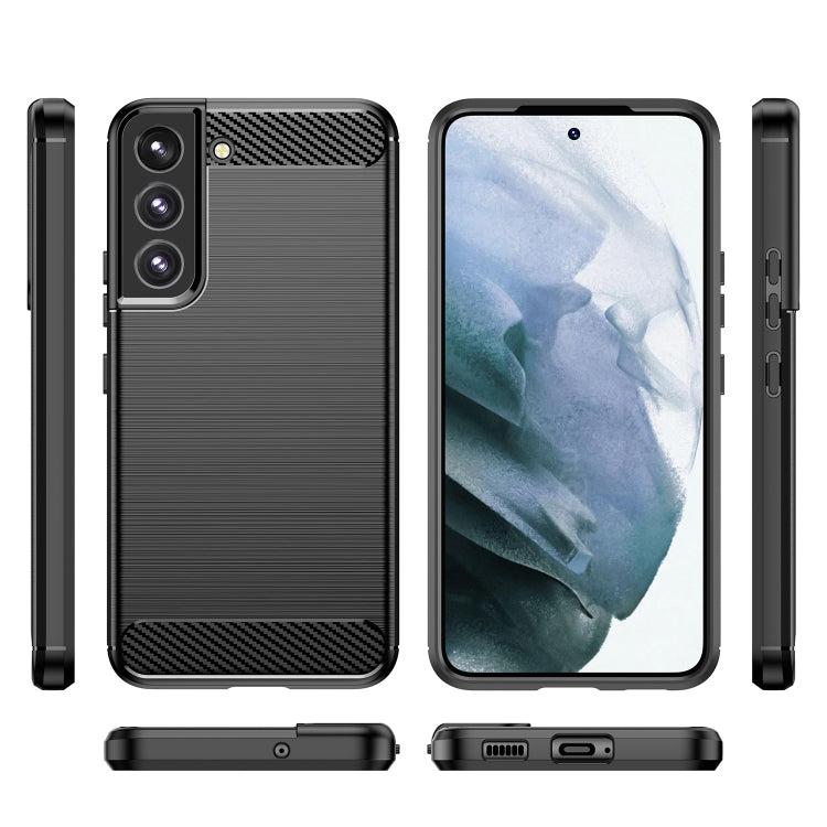 For Samsung Galaxy S23 5G Brushed Texture Carbon Fiber TPU Phone Case(Black)