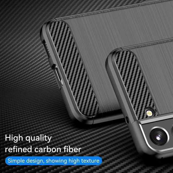 For Samsung Galaxy S23 5G Brushed Texture Carbon Fiber TPU Phone Case(Black)