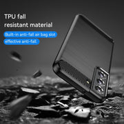For Samsung Galaxy S23 5G Brushed Texture Carbon Fiber TPU Phone Case(Black)