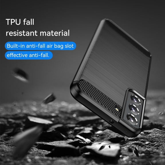 For Samsung Galaxy S23 5G Brushed Texture Carbon Fiber TPU Phone Case(Black)