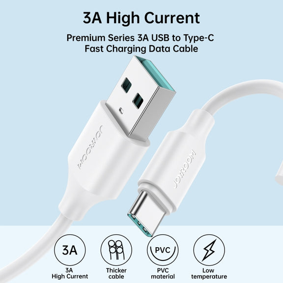 JOYROOM S-UC027A9 3A USB to USB-C/Type-C Fast Charging Data Cable, Length:0.25m(Black)